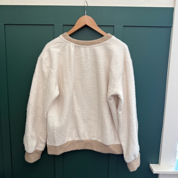 Anthropologie Maeve Cozy Ringer Sweater Top IVORY - Picture 6 of 9